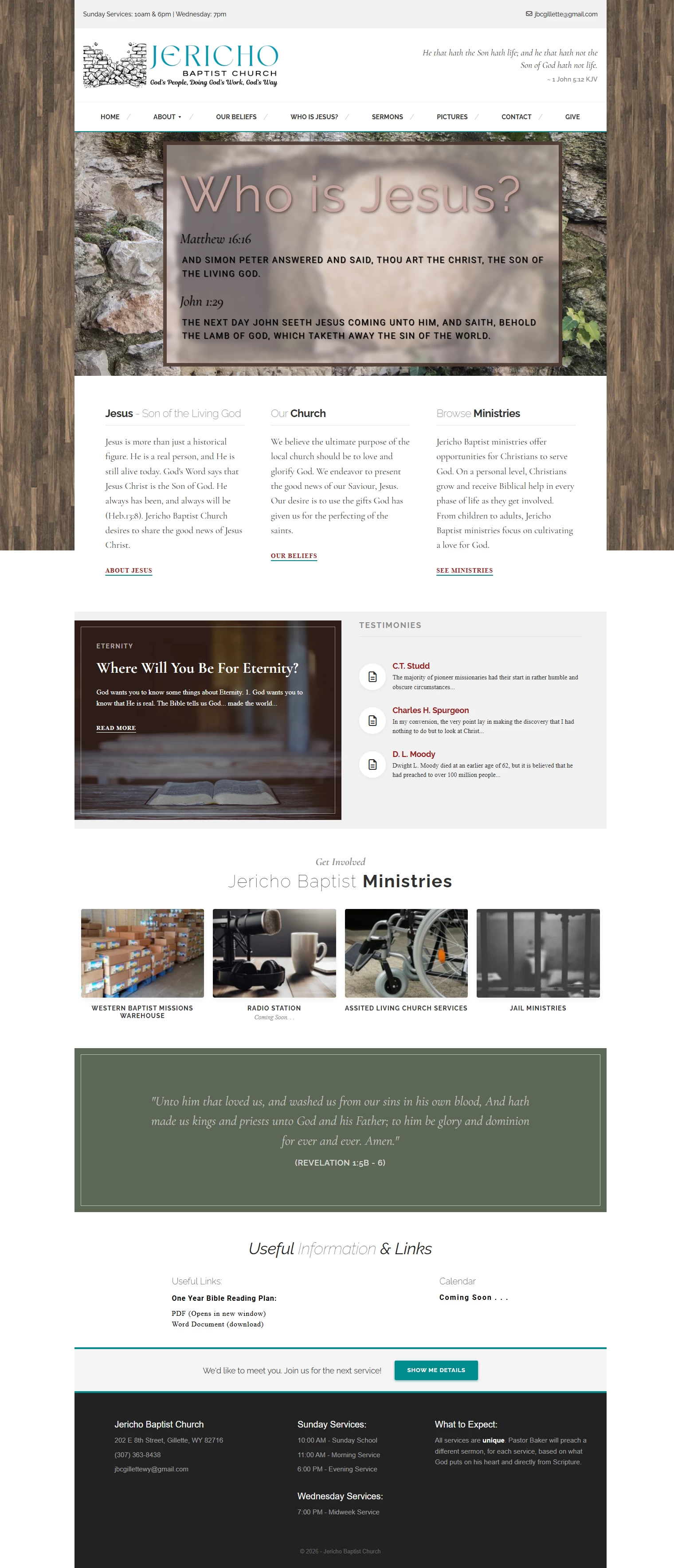 Jericho Baptist Church website design